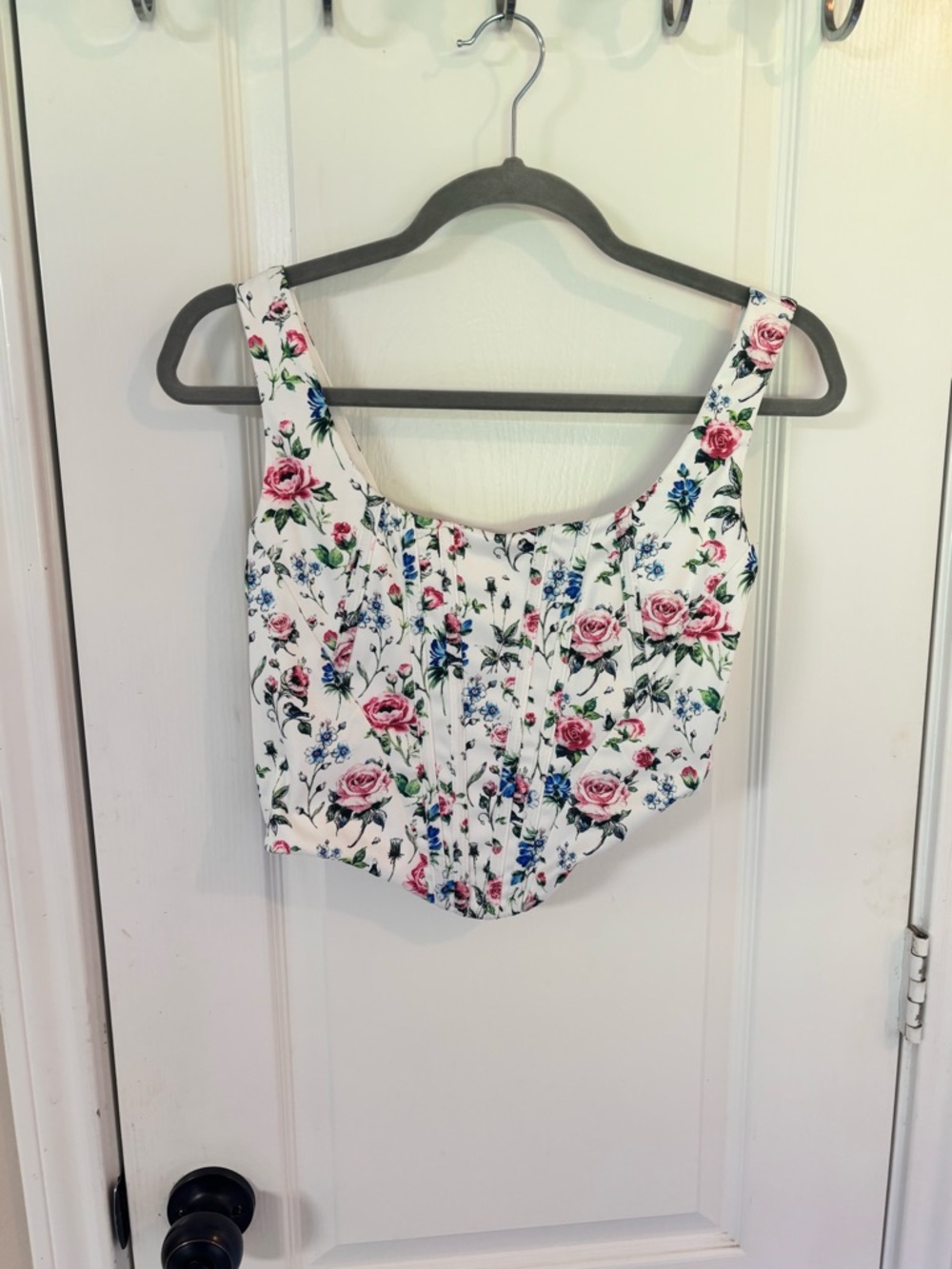 Marthea NWT size Medium Floral Corset Scoop Neck Cropped Zipper Summer Festival